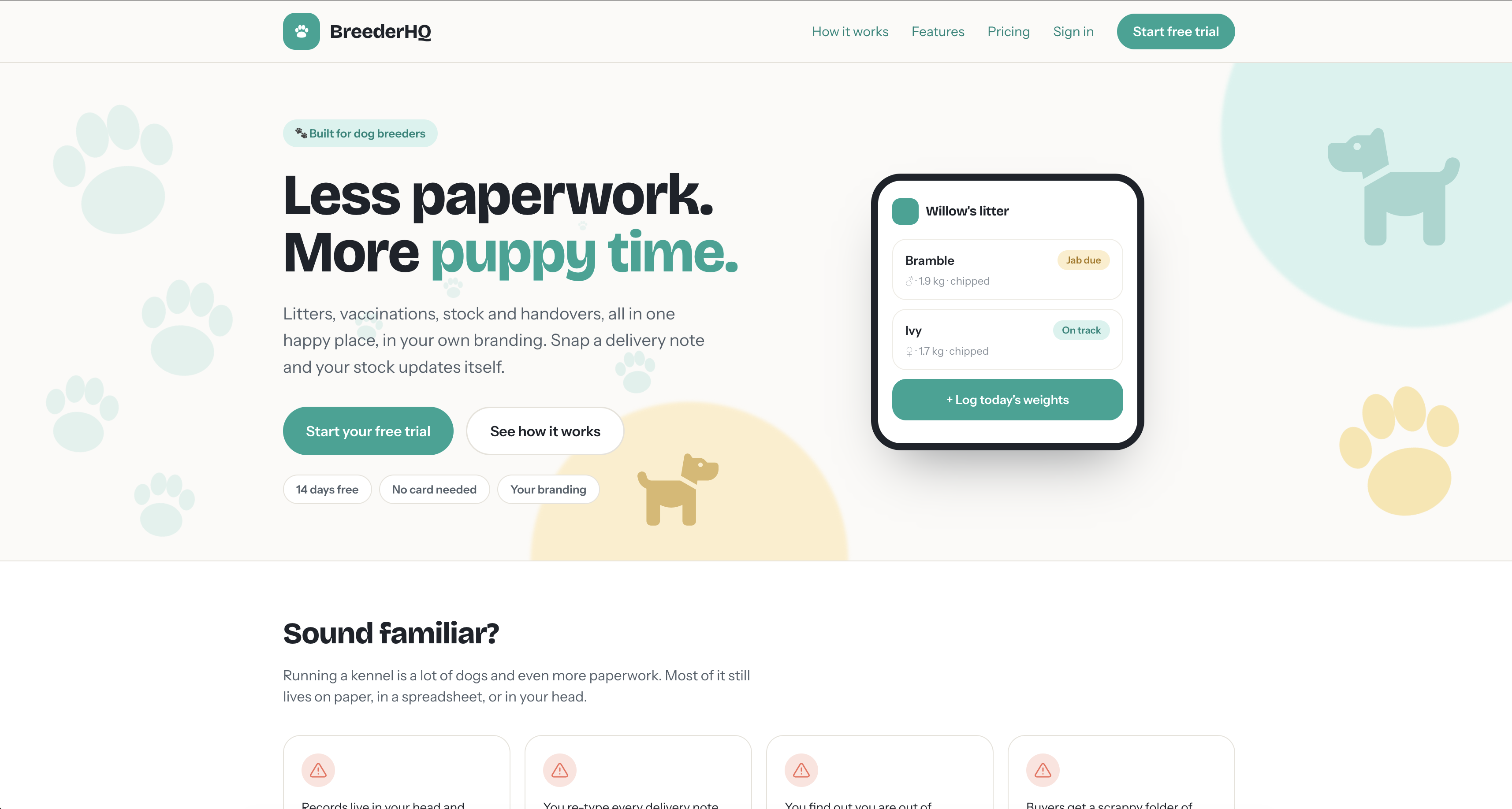 BreederHQ kennel and breeding management platform homepage