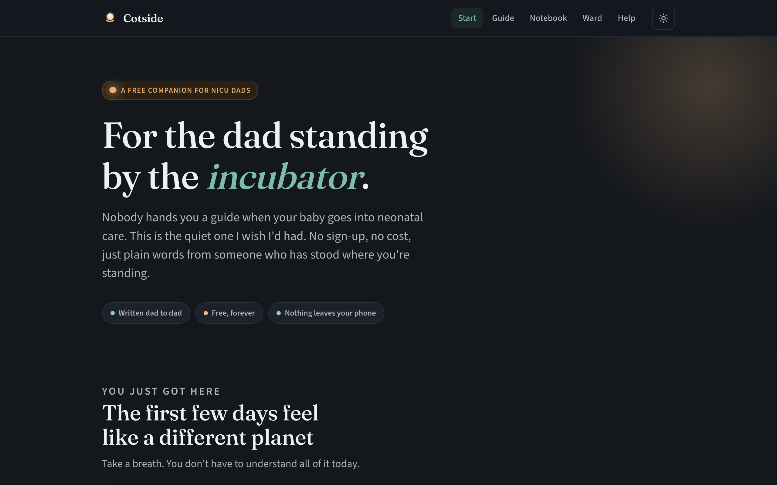 Cotside, a free companion app for NICU dads